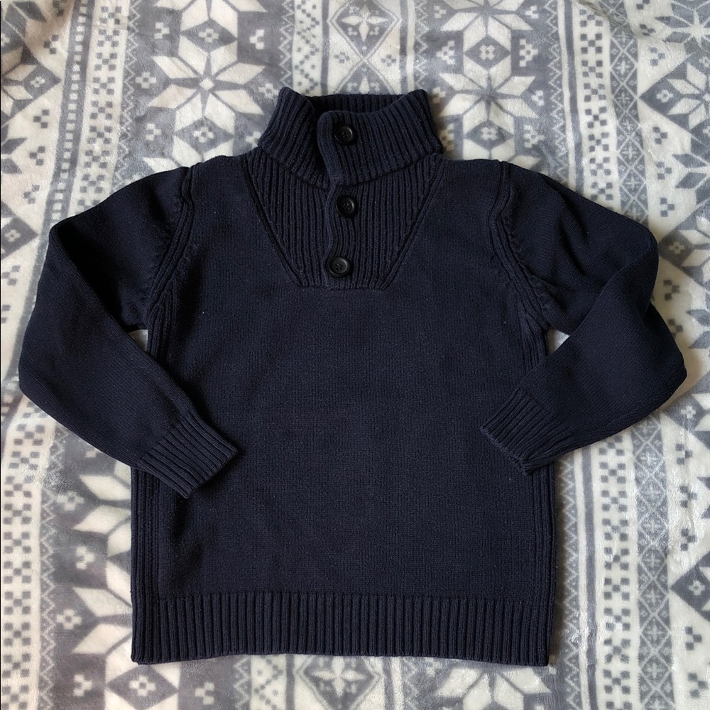 Zara Navy Button-Up Turtleneck Sweater size 5-6 years